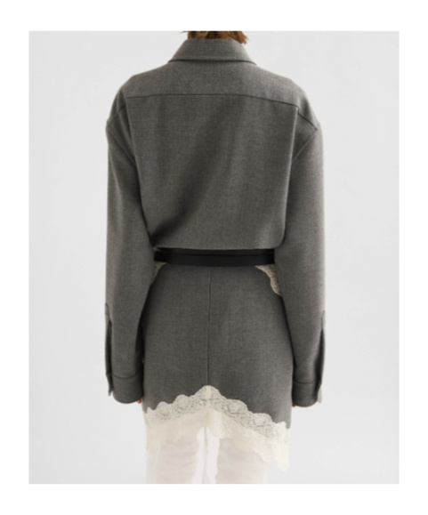 Jil Sander Pearl-embellished Button-up Shirt In Gray
