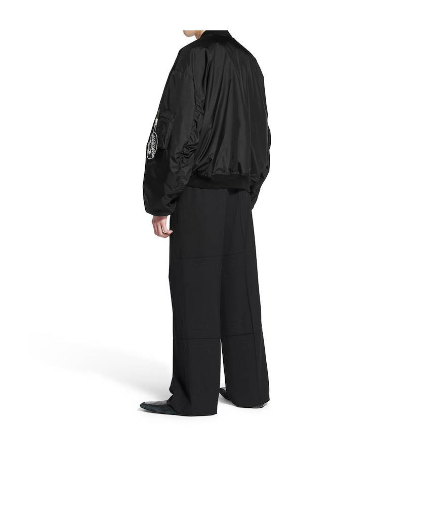 Balenciaga Oversize Ribbed Trims Sleeve Pocket In Black