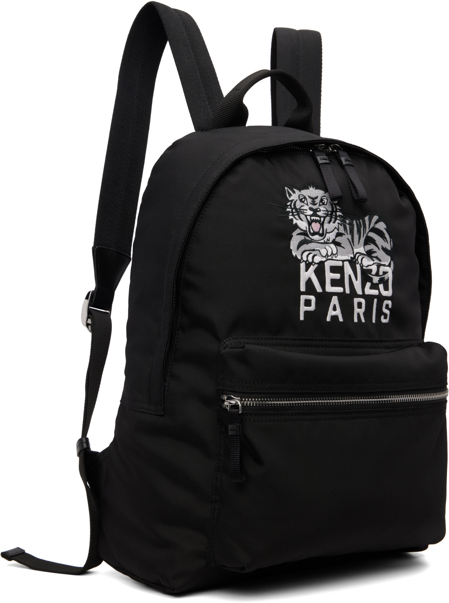 Kenzo Logo-embroidered Backpack In Black