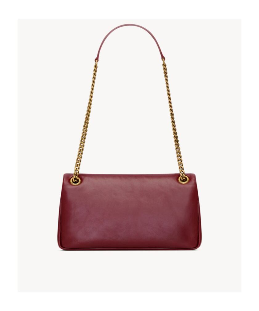 Saint Laurent Calypso Small Shiny Leather Shoulder Bag In Red