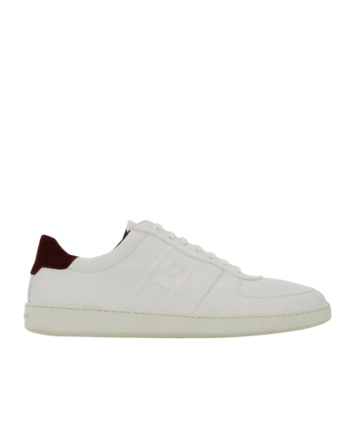 Ferragamo Men White Leather Adam Low-top Sneakers In White