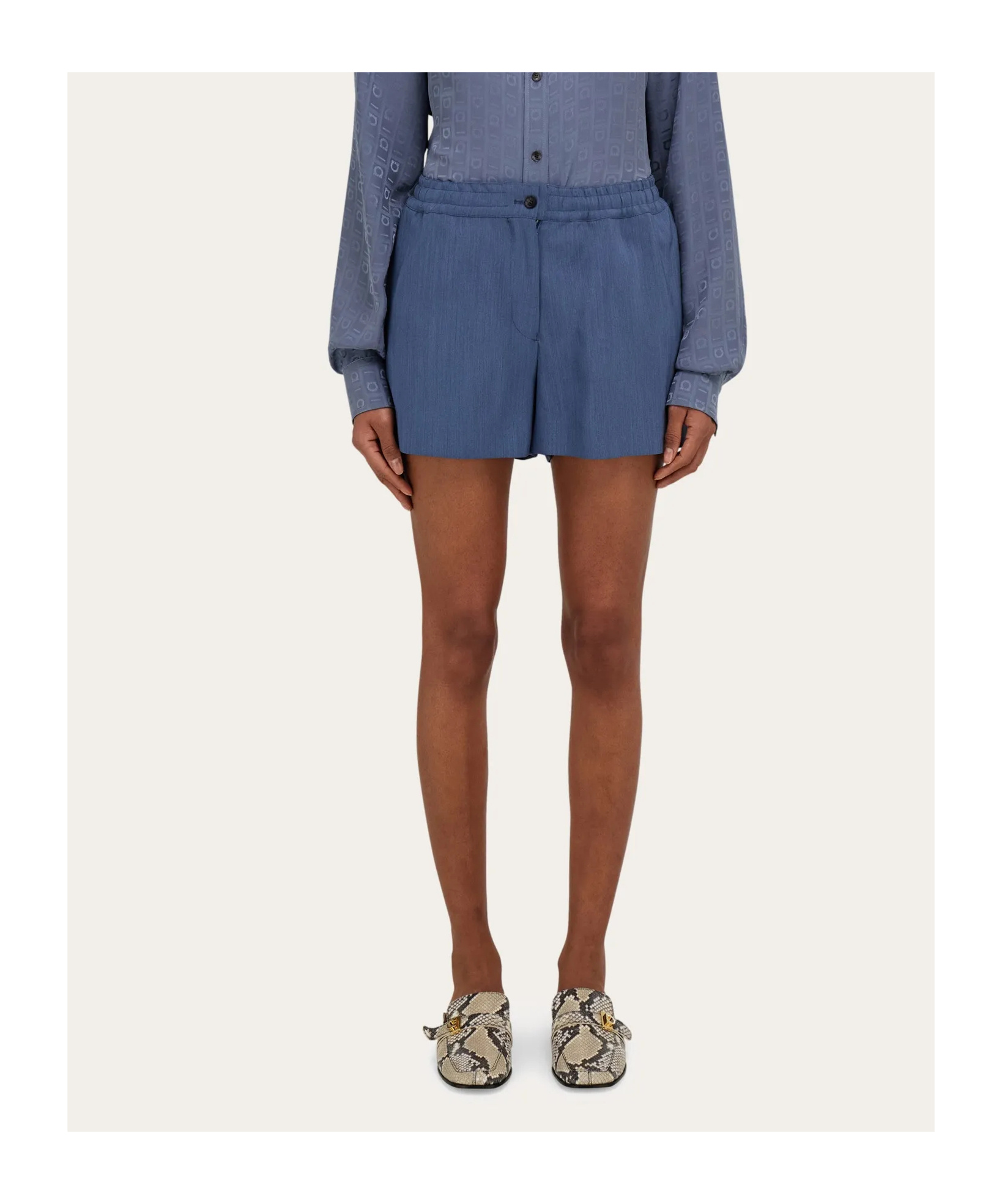 Ferragamo Elastic Waist Shorts In Blue