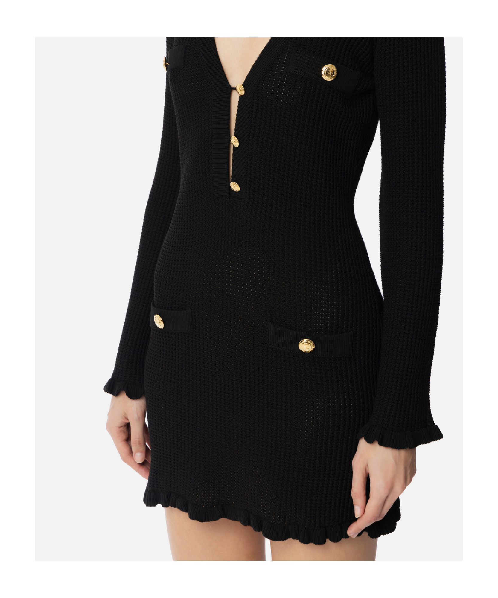 Elisabetta Franchi Knitted Fabric Dress In Black