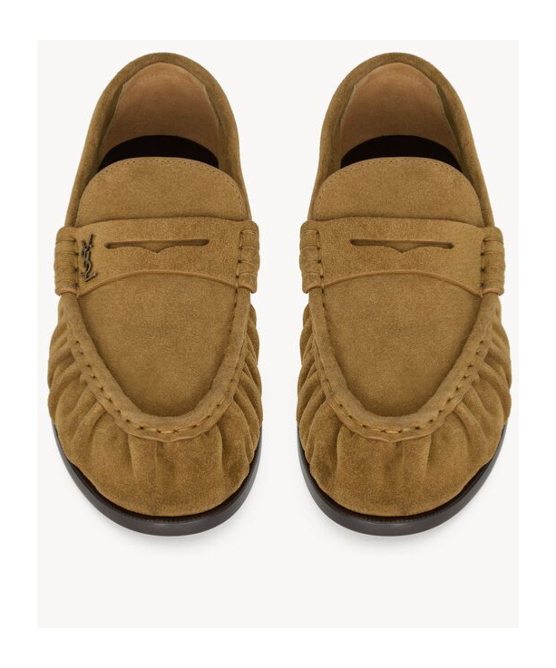 Saint Laurent Camel Suede Le Loafer Loafers In Brown