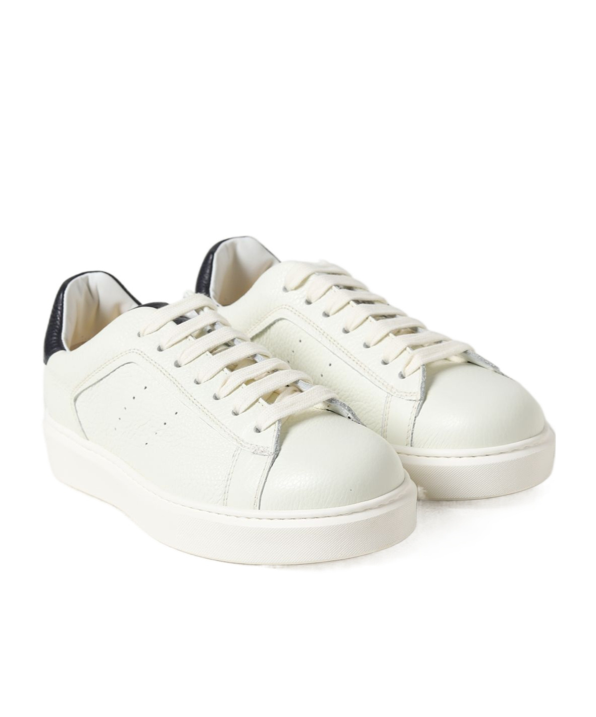 Doucal's Tumbled Leather Sneakers In White