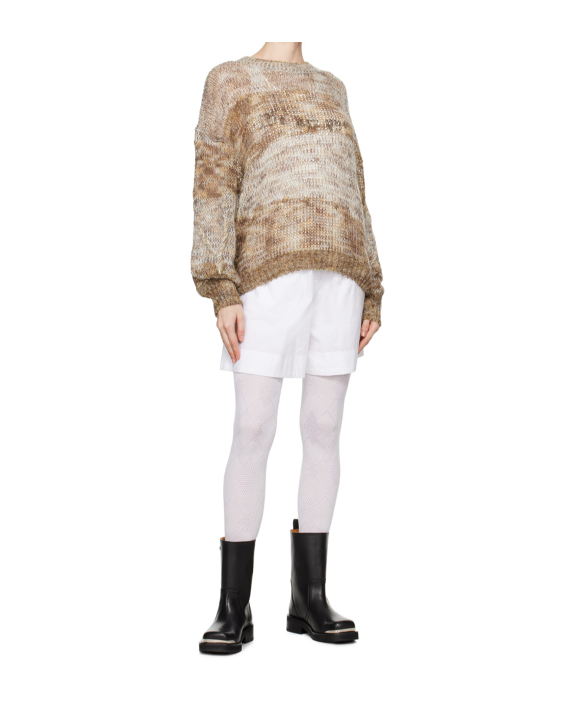 Open Yy Shimmer Striped Sweater In Neutral