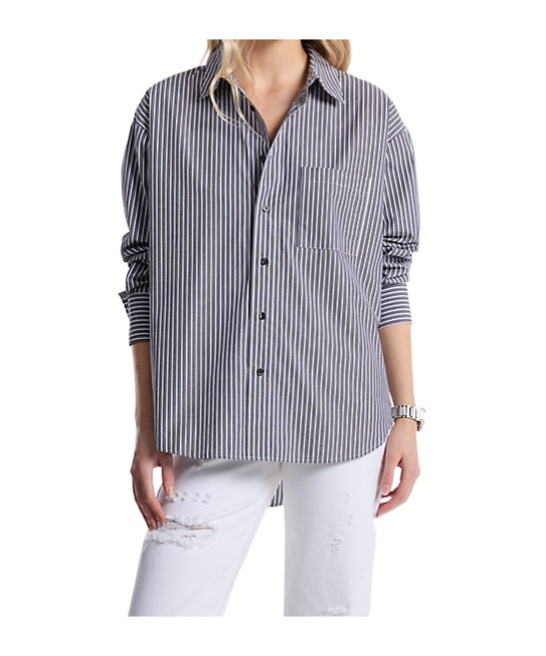 Michael Michael Kors Oversized Striped Cotton Poplin Shirt