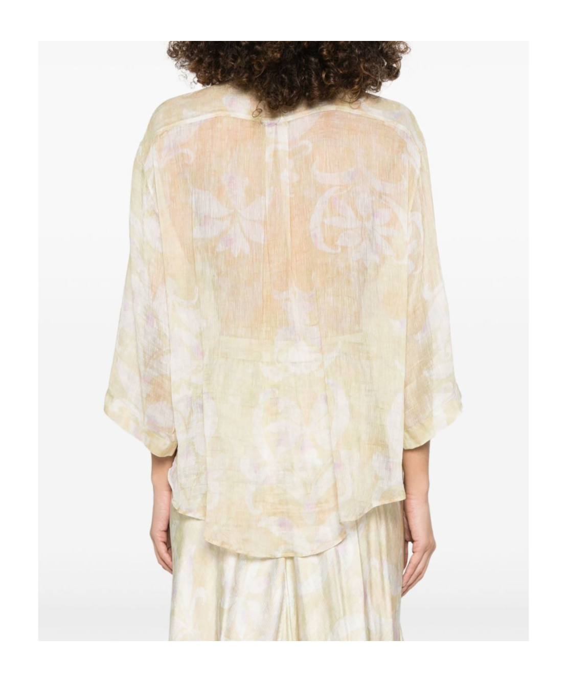 FORTE FORTE FLORAL PRINT SHEER SHIRT