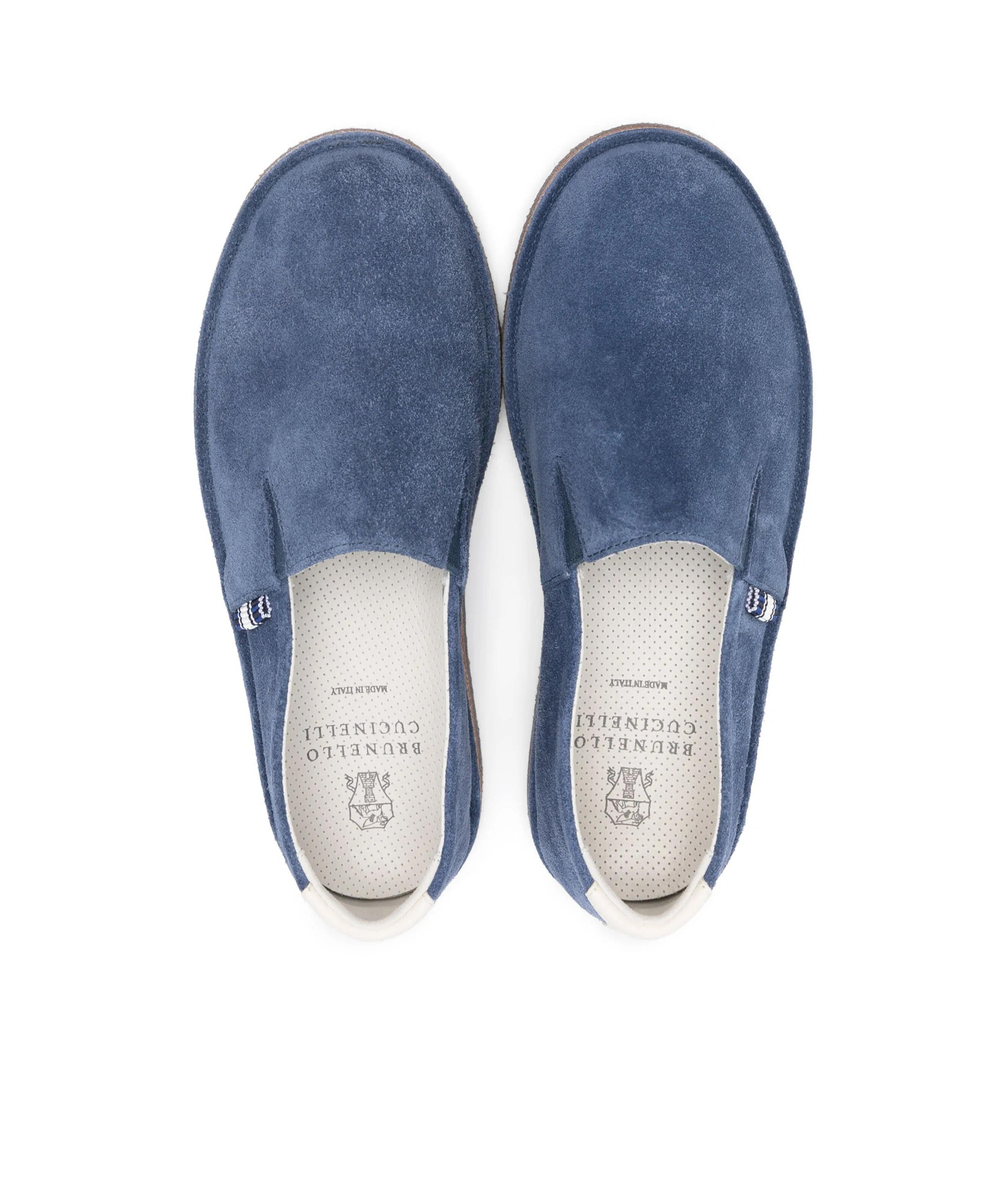 Brunello Cucinelli Round Toe Low Top Casual Shoes In Blue