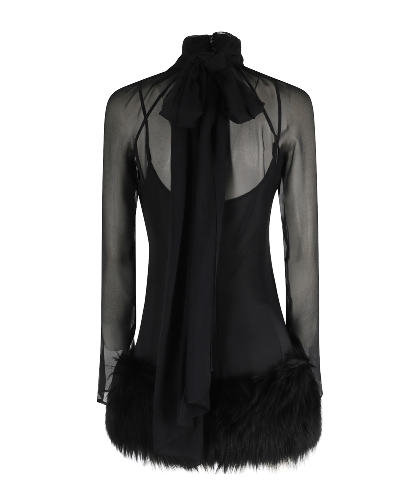 Blumarine Sheer-overlay Mini Dress In Black
