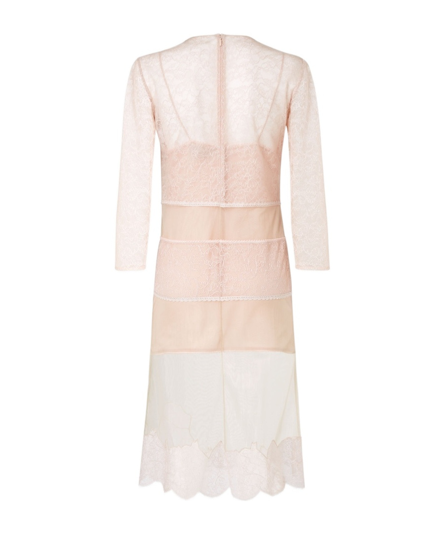 Fendi Trompe-l'oeil Effect Lace Midi Dress In Neutral