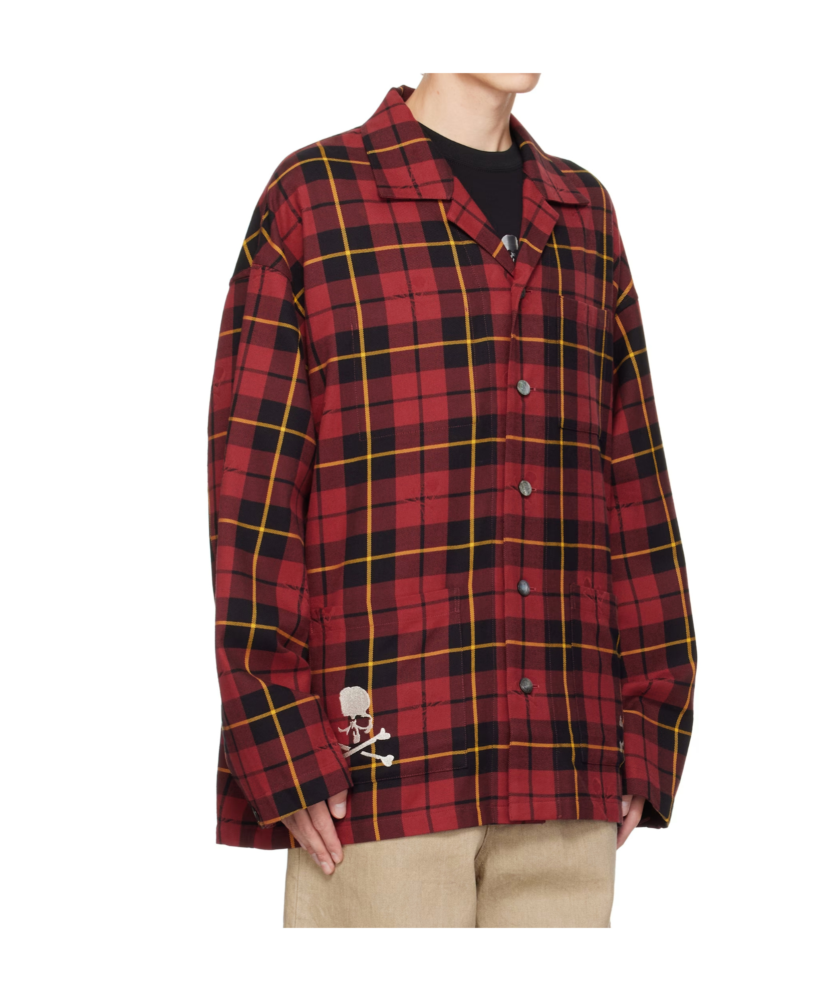 Mastermind Japan Burgundy Plaid Shirt Jacket In Red