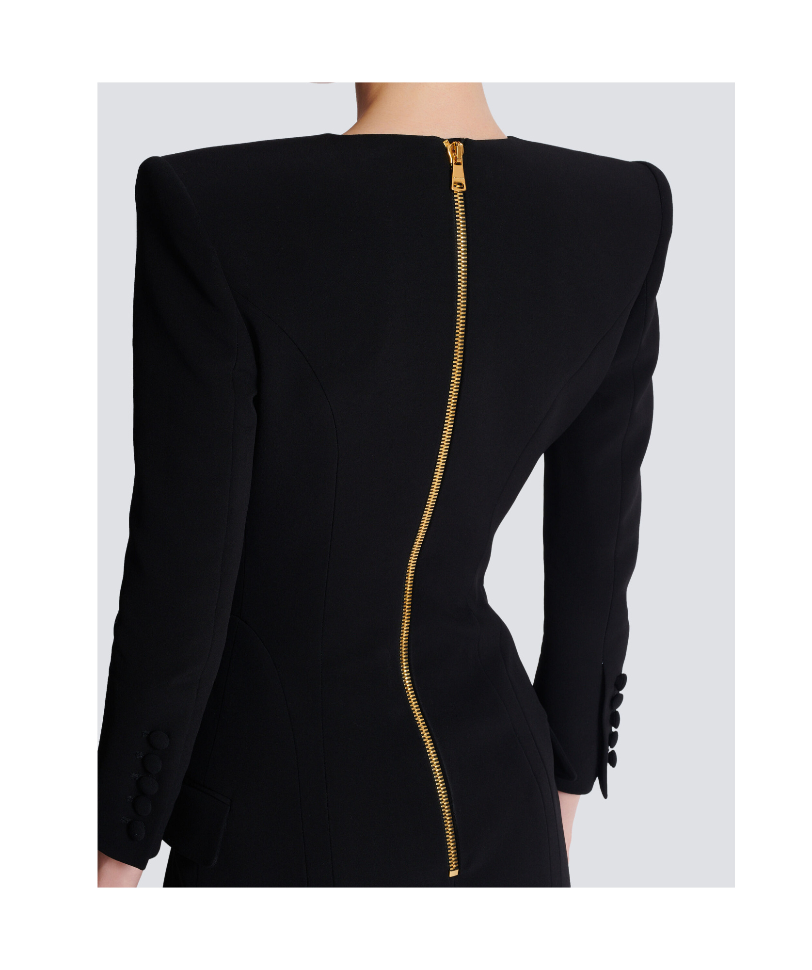 Balmain Two-tone Crepe Mini Blazer Dress In Black