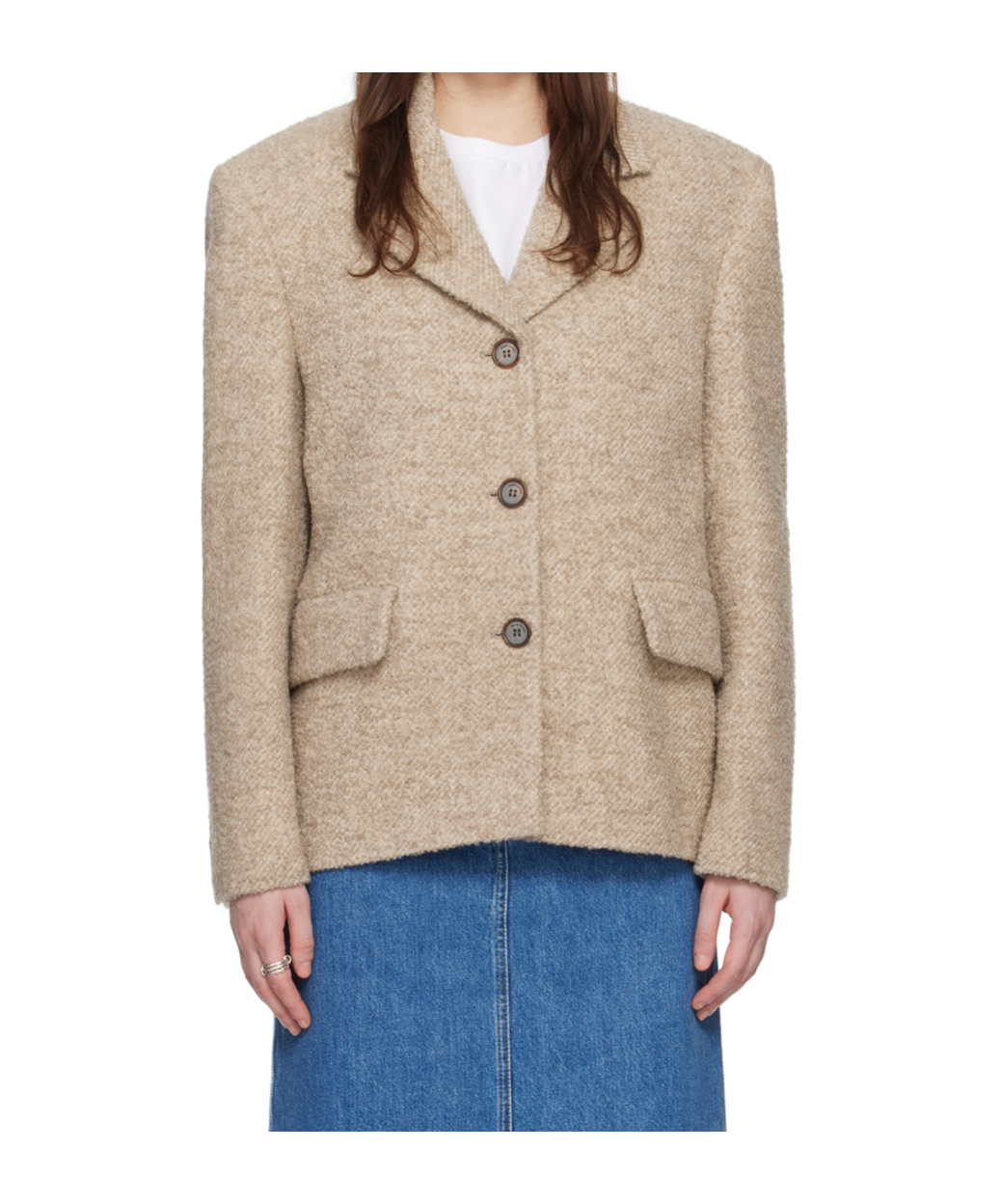 Magda Butrym Long-sleeved Coat In Nude