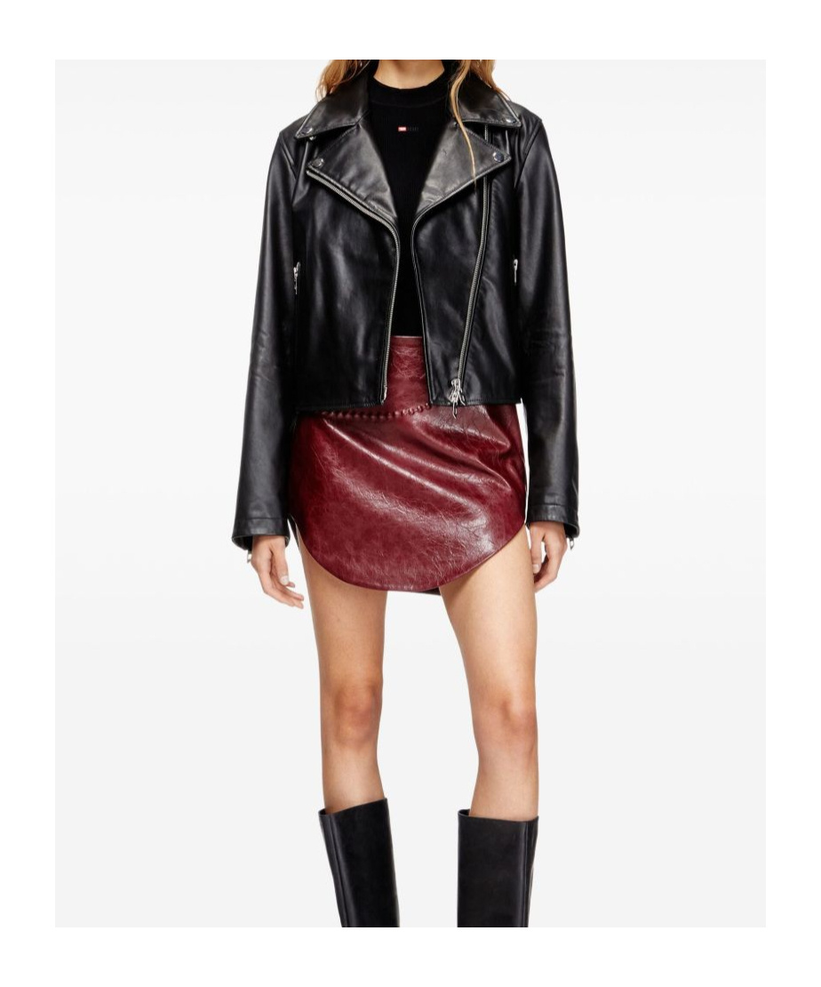 Diesel Zip-up Leather Jacket In Black