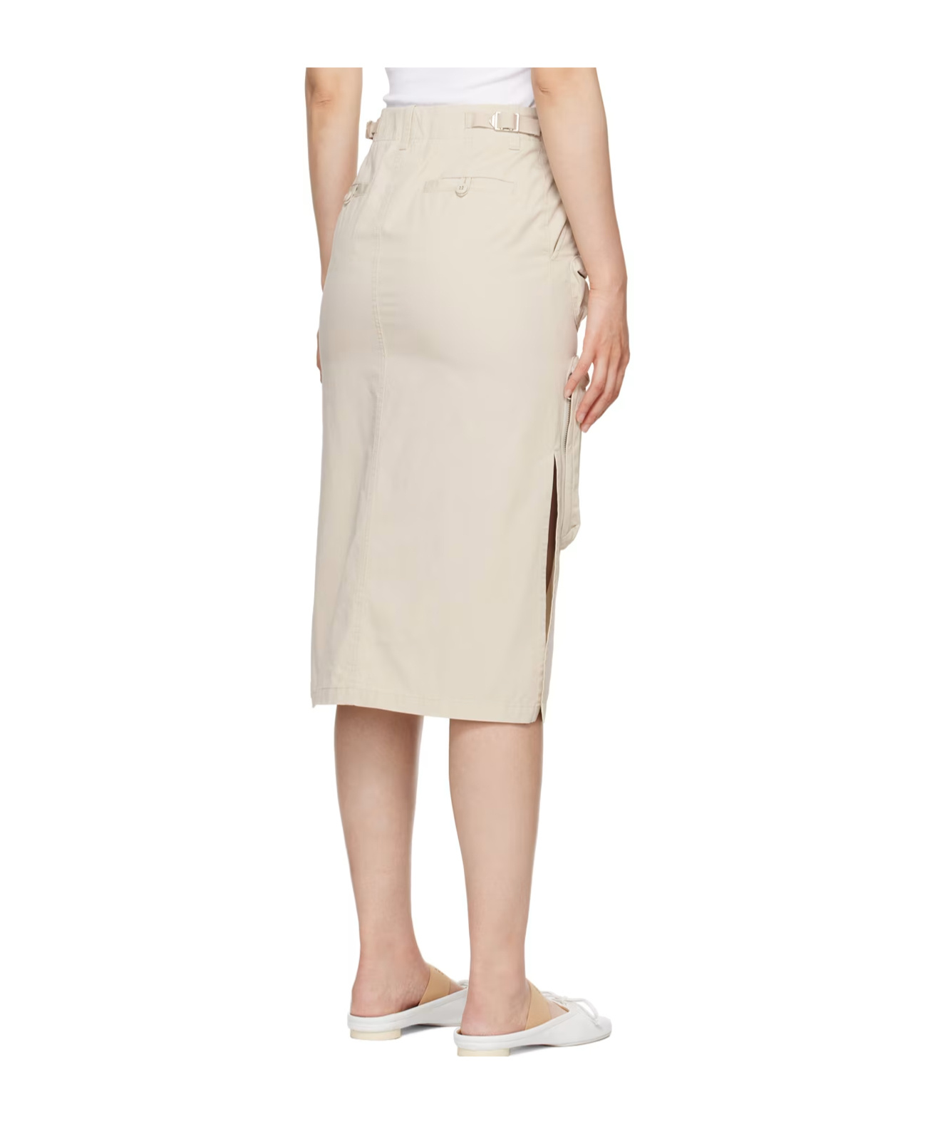 Mm6 Maison Margiela Cotton Gabardine Midi Cargo Skirt In White