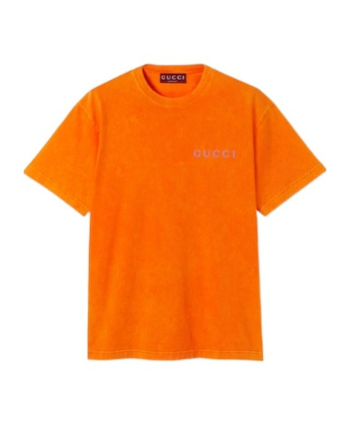 Gucci Washed Orange Cotton T-shirt With Logo Men