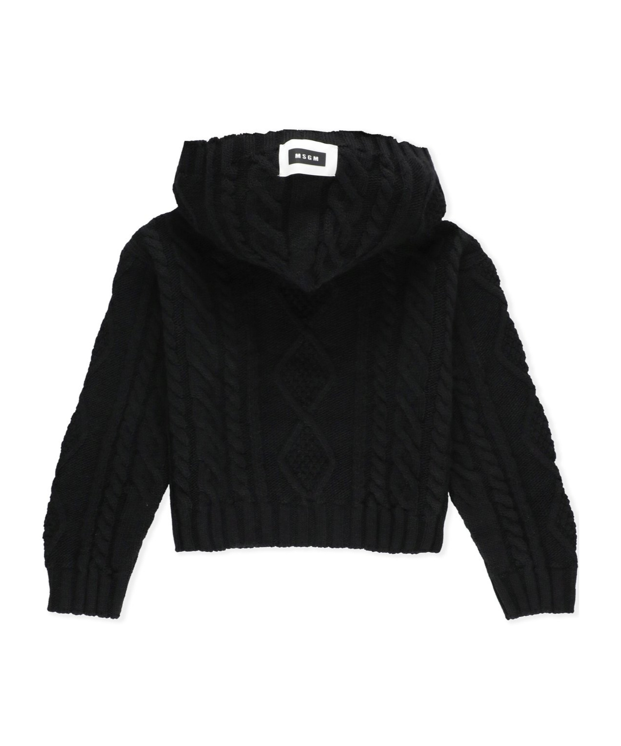 Msgm Logo-patch Cable-knit Jumper In Black