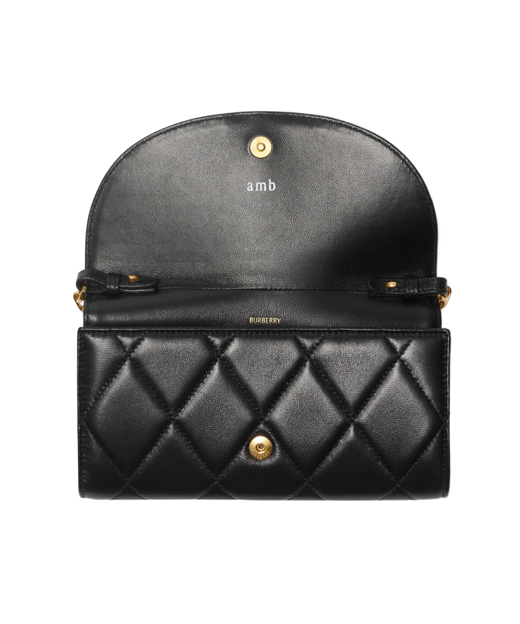 Burberry Rocking Horse Chain Strap Wallet In Black