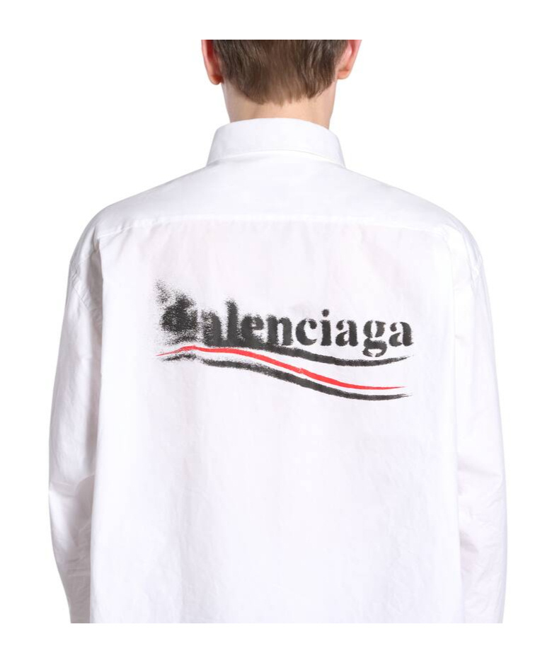 Balenciaga Political Stencil Cotton Shirt In White