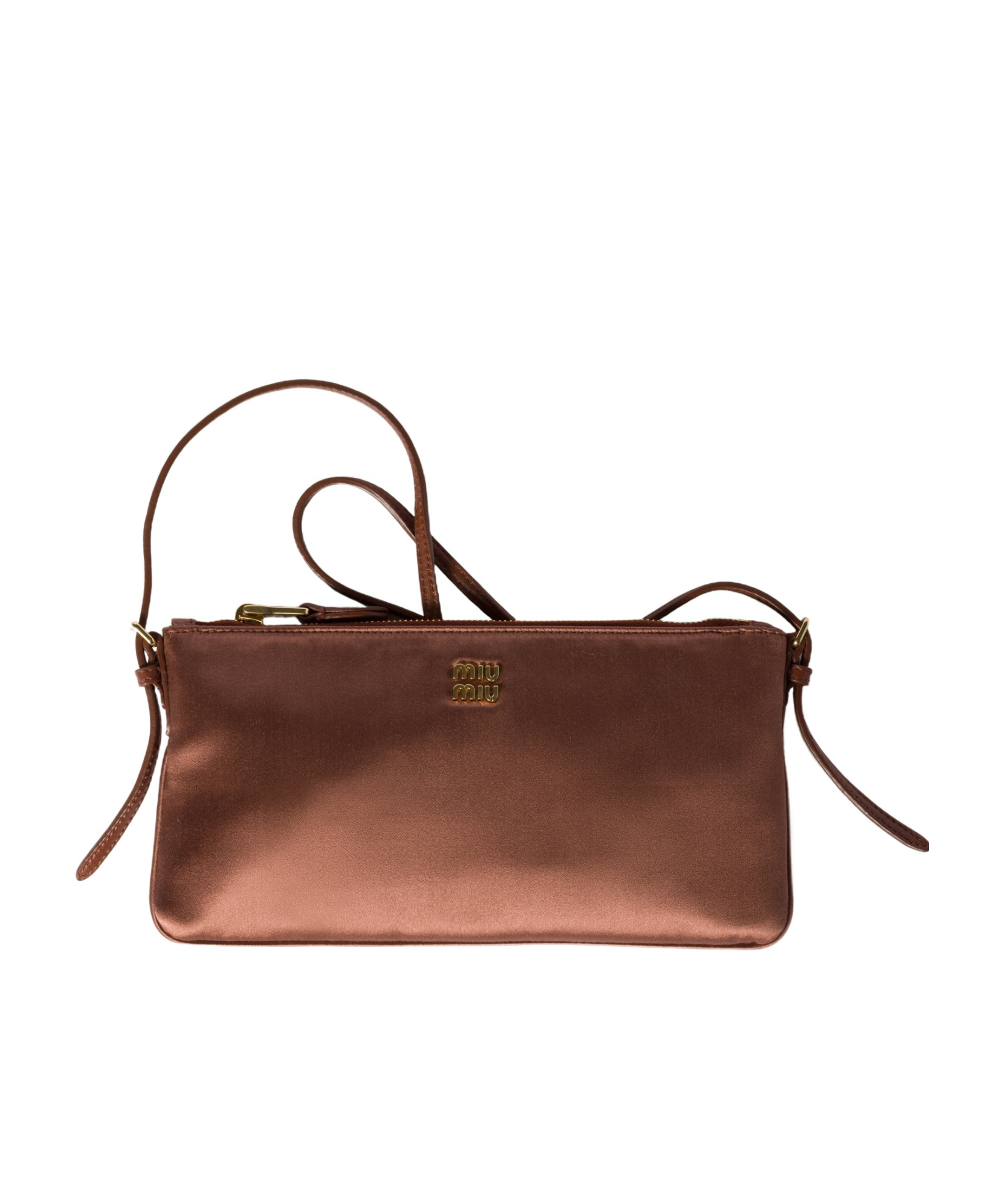 Miu Miu Satin Mini Handbag In Brown