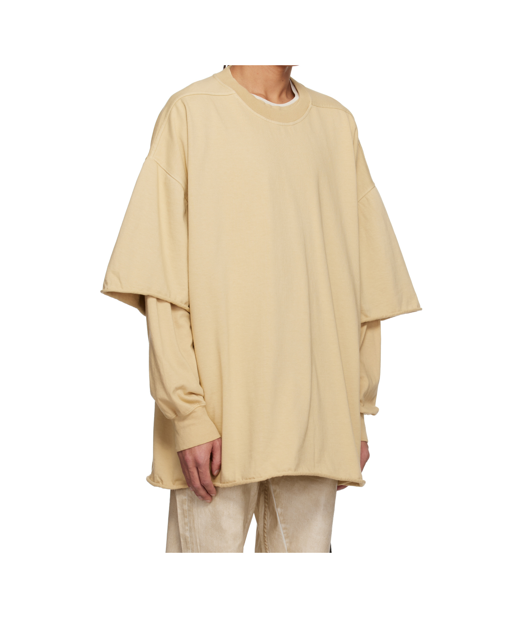 Rick Owens Drkshdw Beige Hollywood Tommy Hustler Sweat T-shirt In Parchment