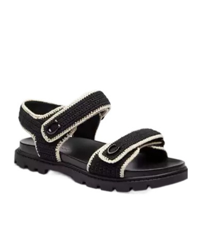 Coach Brynn Crochet Double-strap Sandals In Black