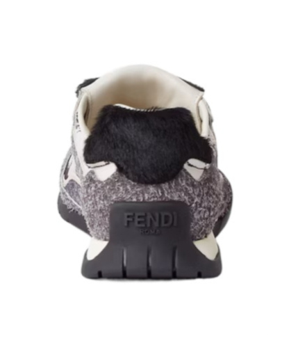 Fendi Wave Pulse Mixed-media Low-top Sneakers In Black