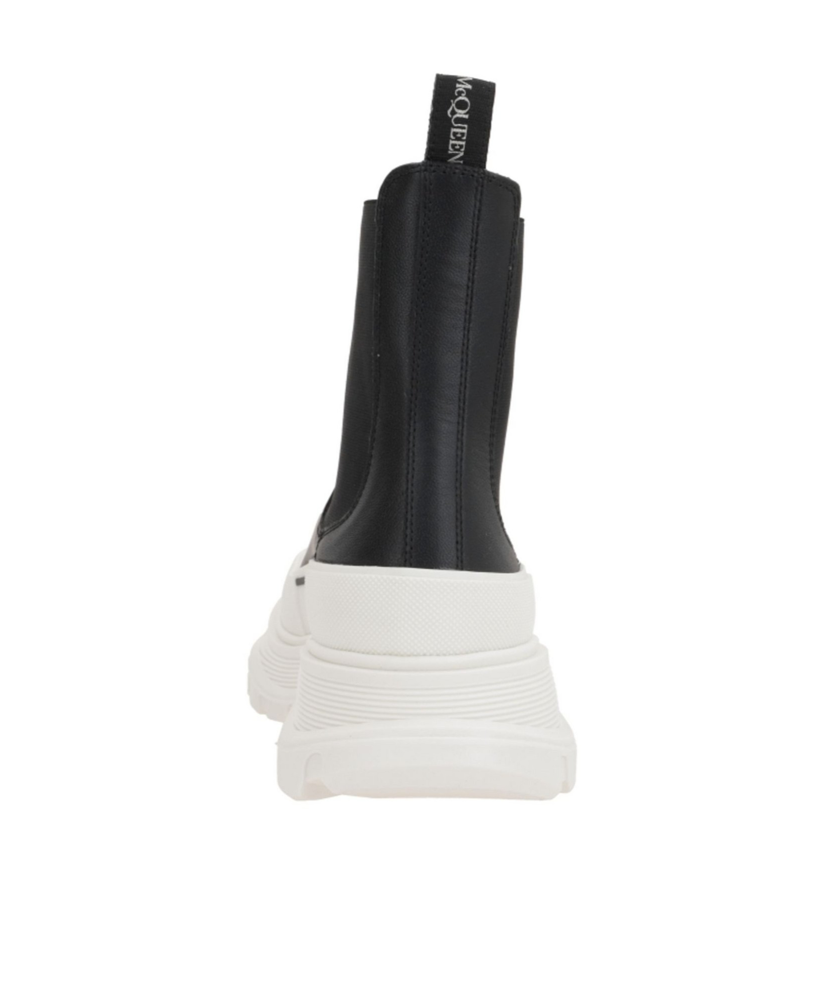 Alexander Mcqueen Black Nappa Leather Tread Slick Ankle Boots In Black