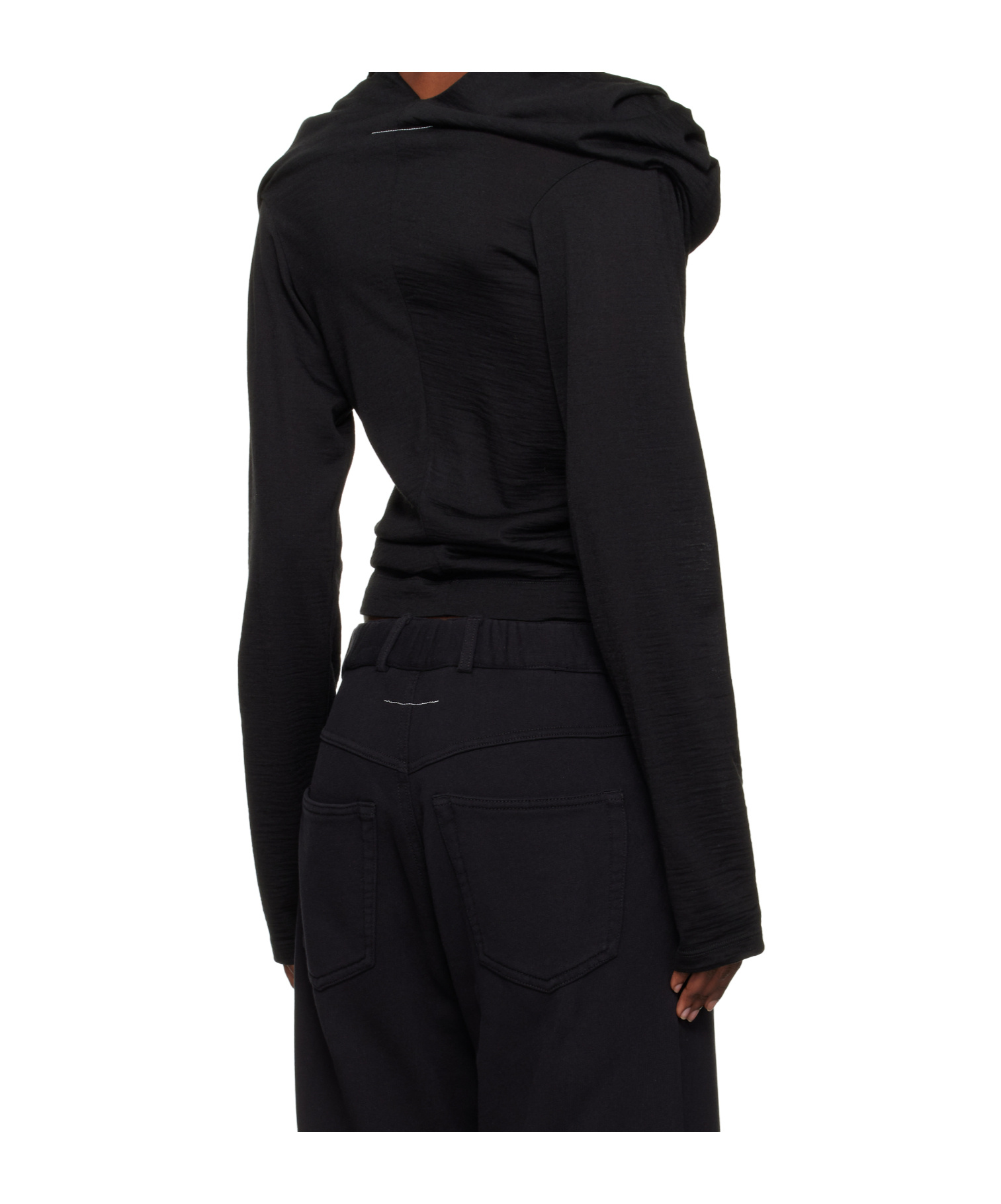 Mm6 Maison Margiela Hooded Long-sleeve Jumper In Black