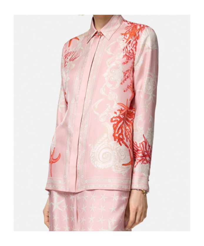 Versace Women Shirt Baroque Sea In Pink