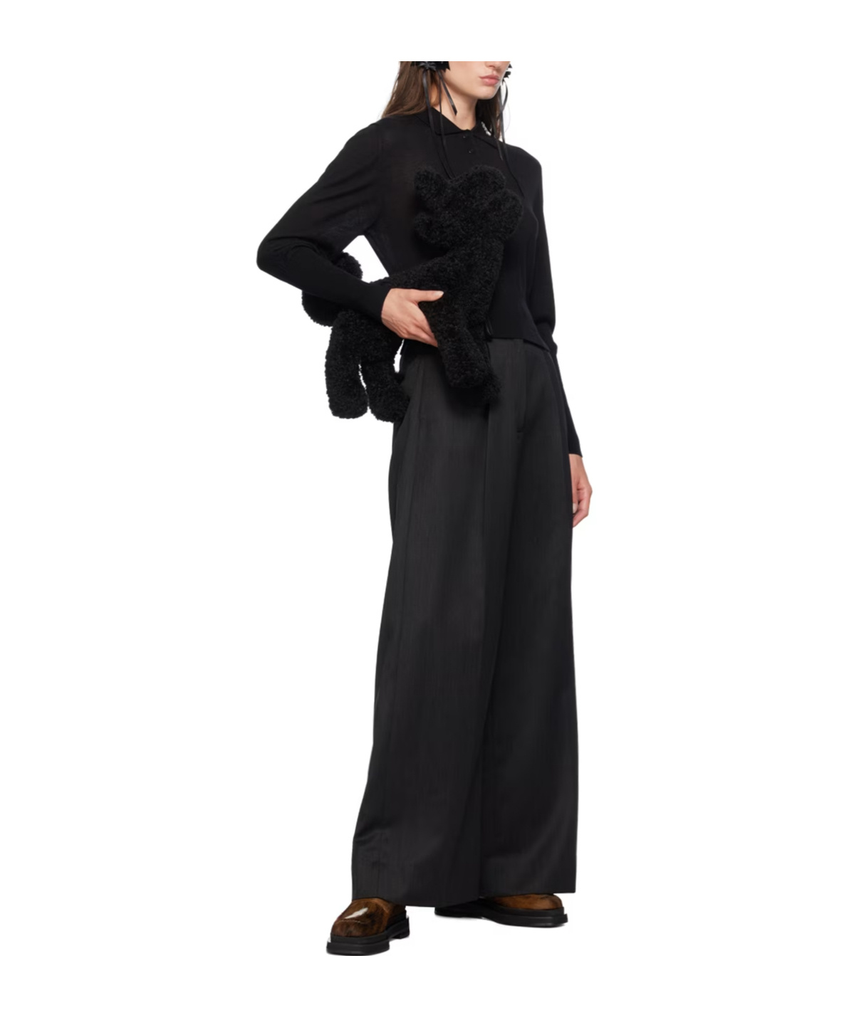 SIMONE ROCHA LAPEL BUTTON-DOWN SWEATER