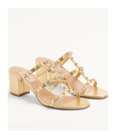 VALENTINO GARAVANI ROCKSTUD SLIDE SANDAL IN LAMINATED NAPPA LEATHER 60MM