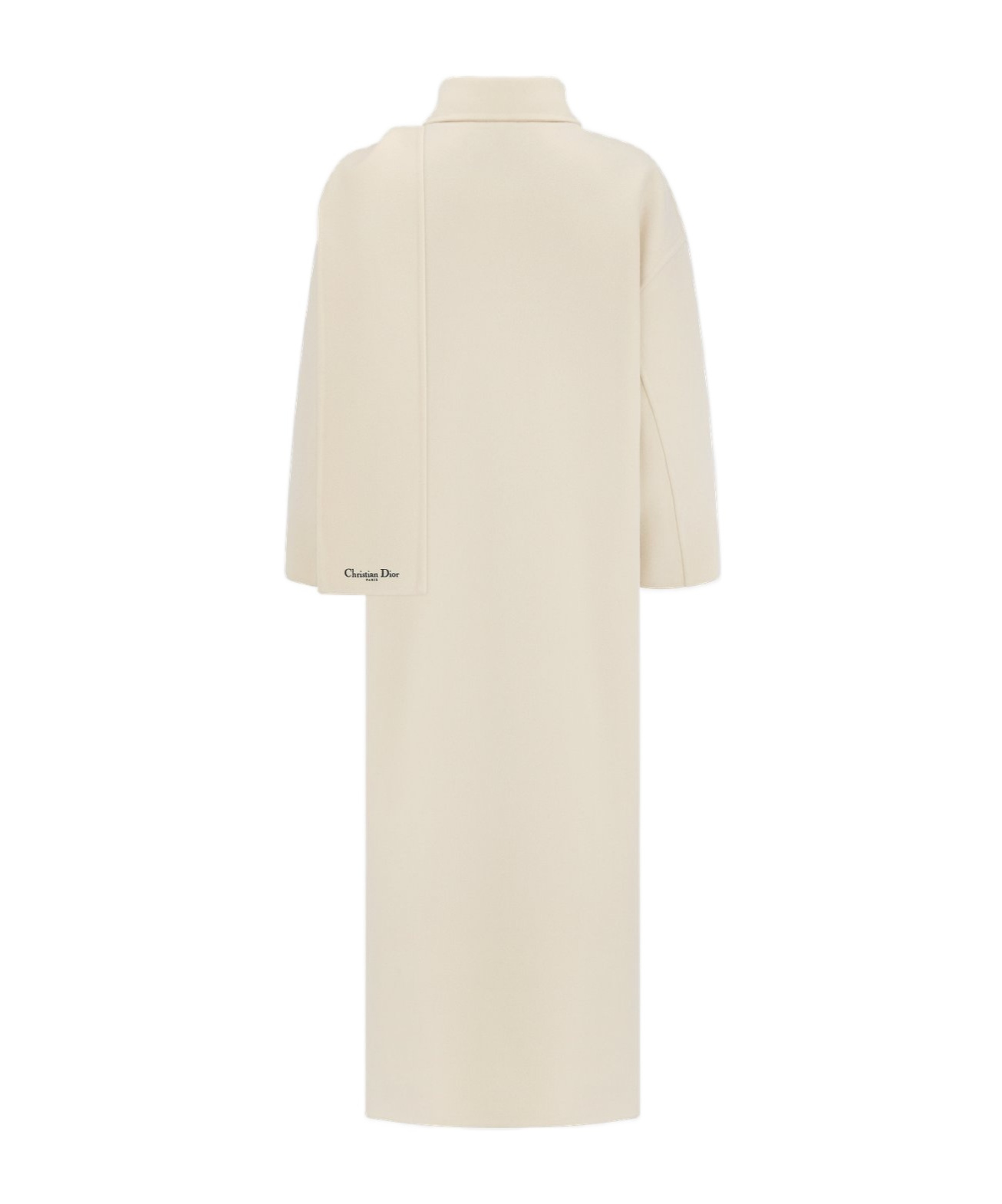 Dior Coat With Scarf Collar In Gray