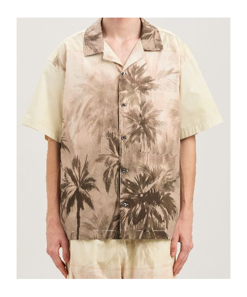 Palm Angels Sunset Palms Bowling Shirt Ss Beige - Bl In Neutral