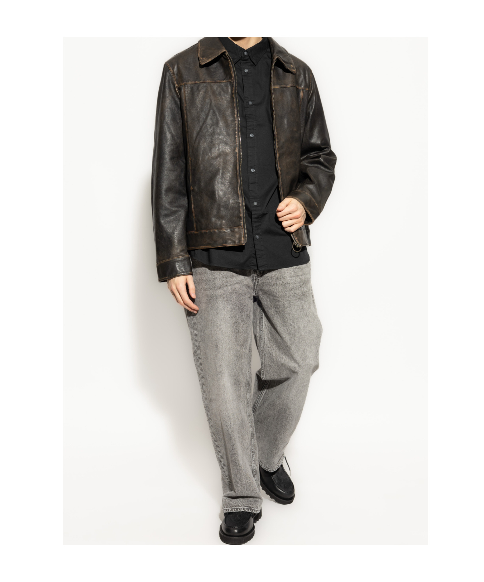 Allsaints Karmi Tonal Stripe Relaxed Fit Shirt In Black
