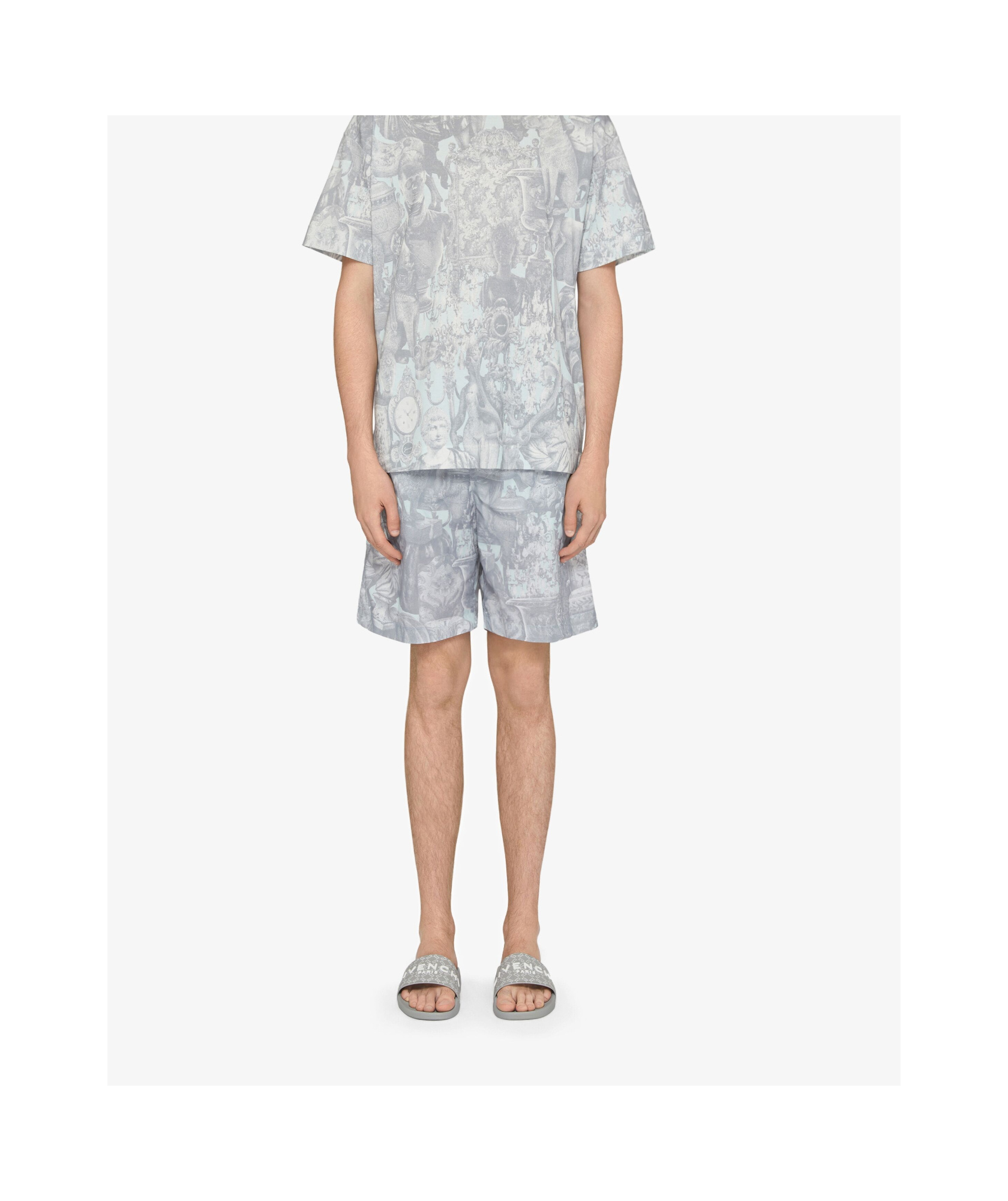 Givenchy Elastic Waist Swim Trunks In Blue