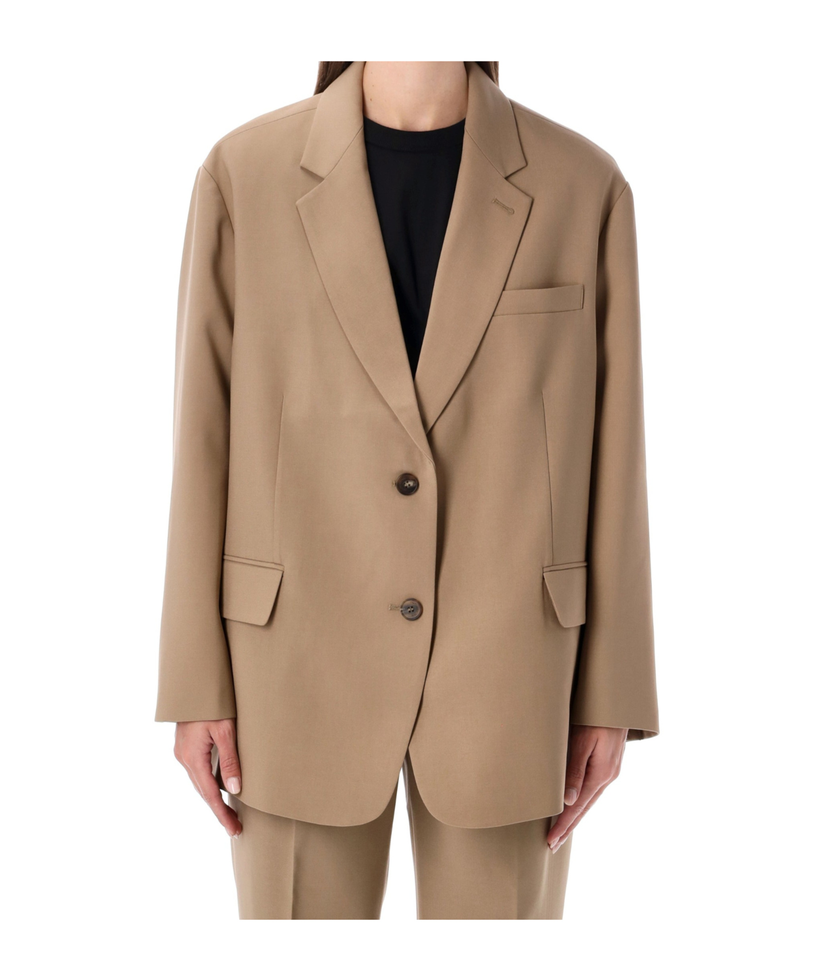 The Frankie Shop Long-sleeved Suit Jacket In Brown