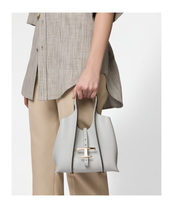 Tod's Mini T Timeless Tote Bag In Gray