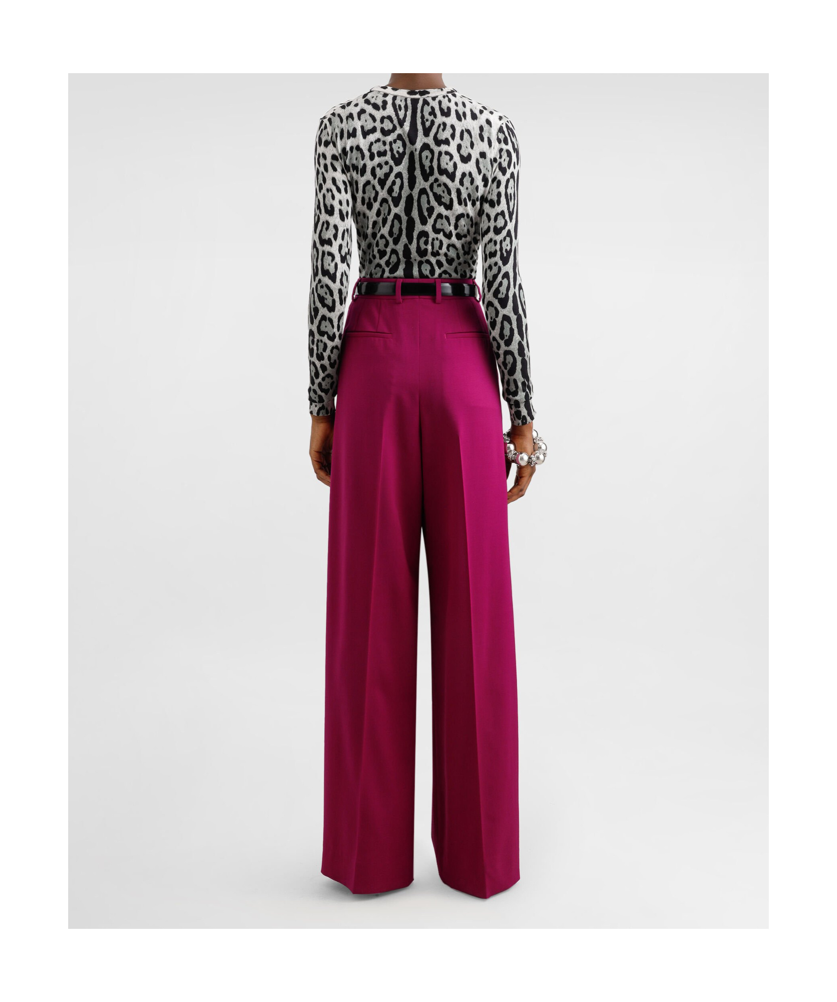 Dolce & Gabbana Wide-leg Tailored Wool Pants In Pink
