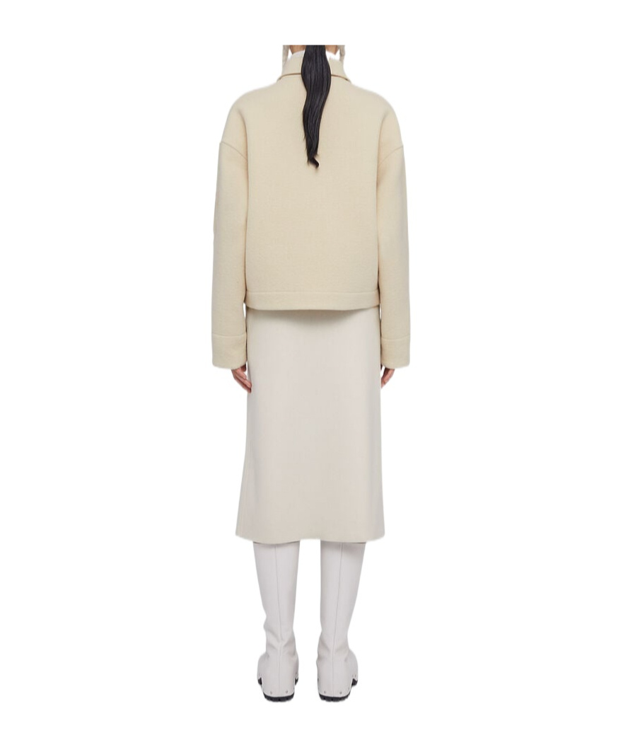 Jil Sander Logo-embellished Virgin-wool Jacket In Nude
