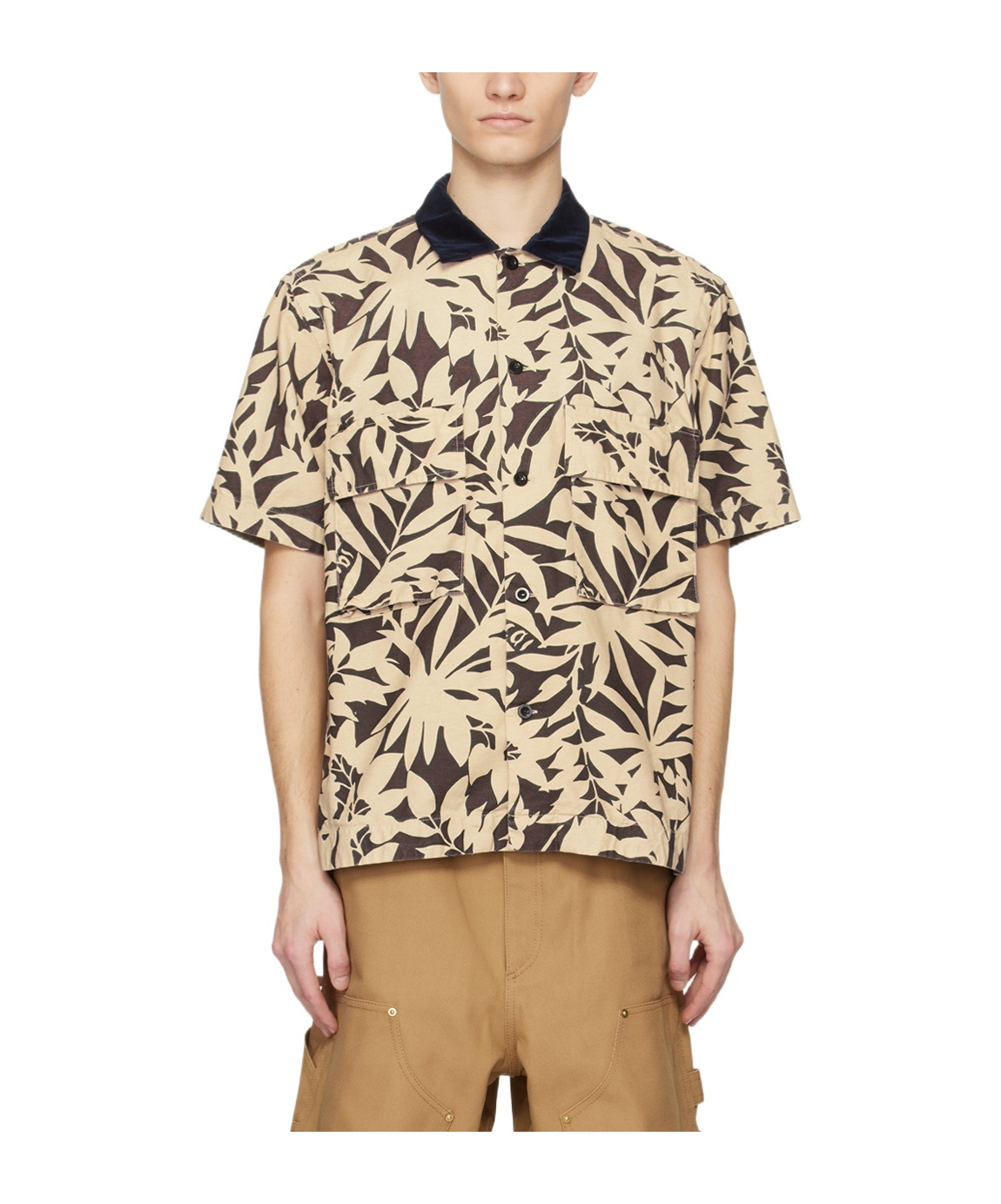 Sacai Leaf Printed Shirt In Brown