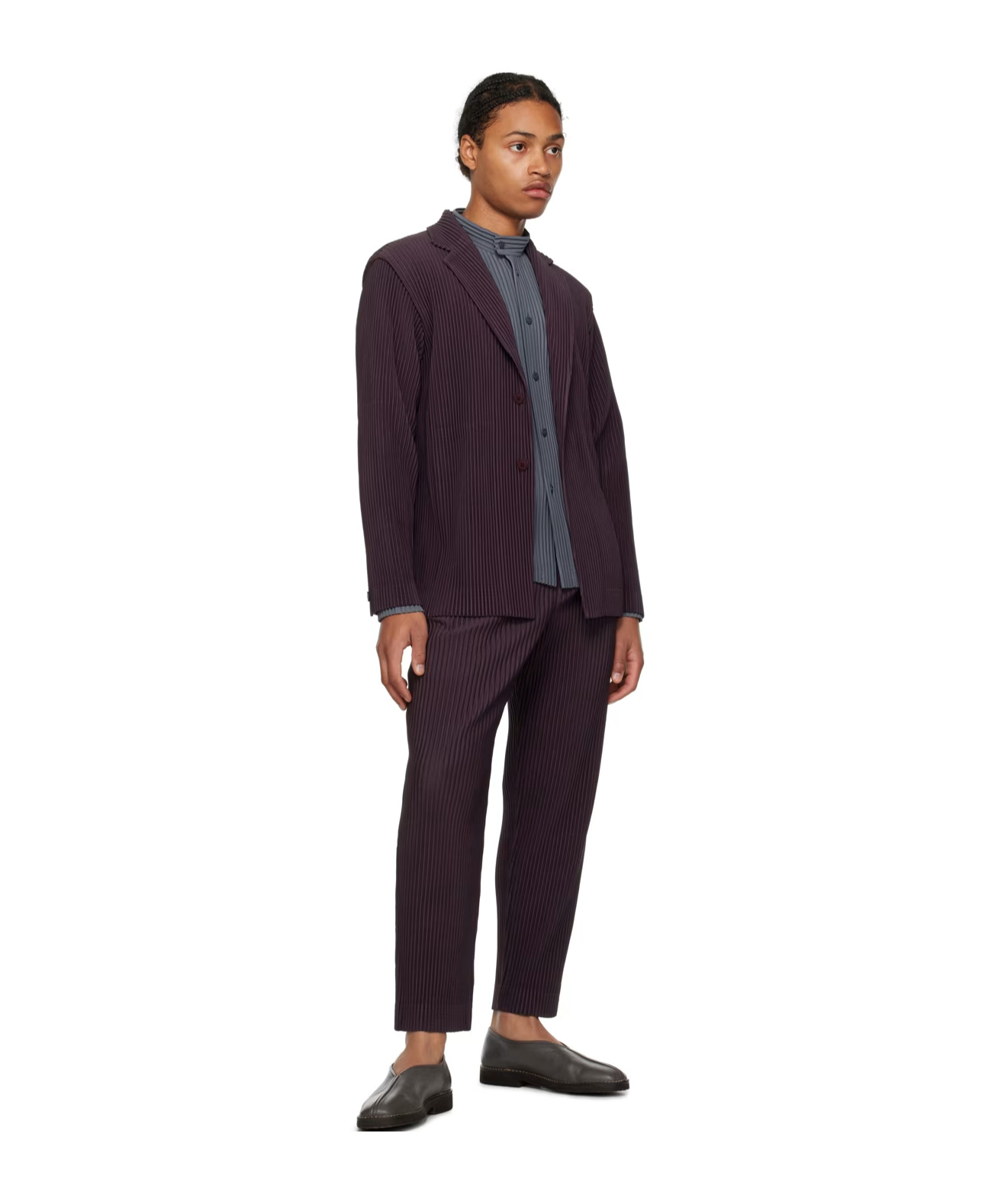 ISSEY MIYAKE NOTCHED-LAPELS PLEATED BLAZER
