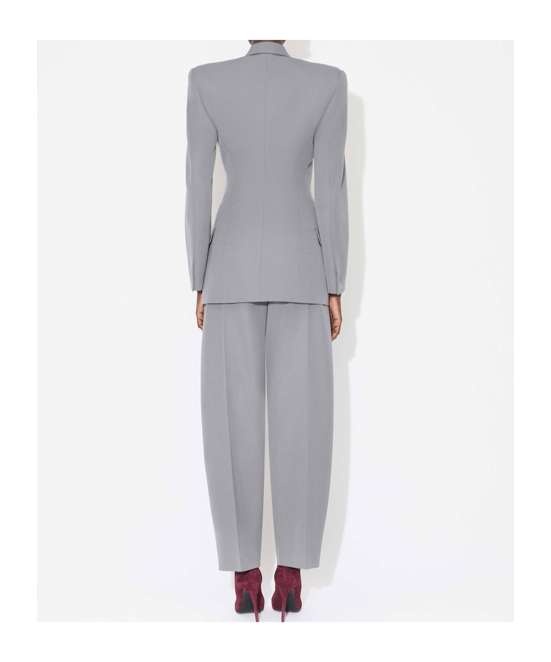 Alaïa Wool Gabardine Tailored Jacket In Gray