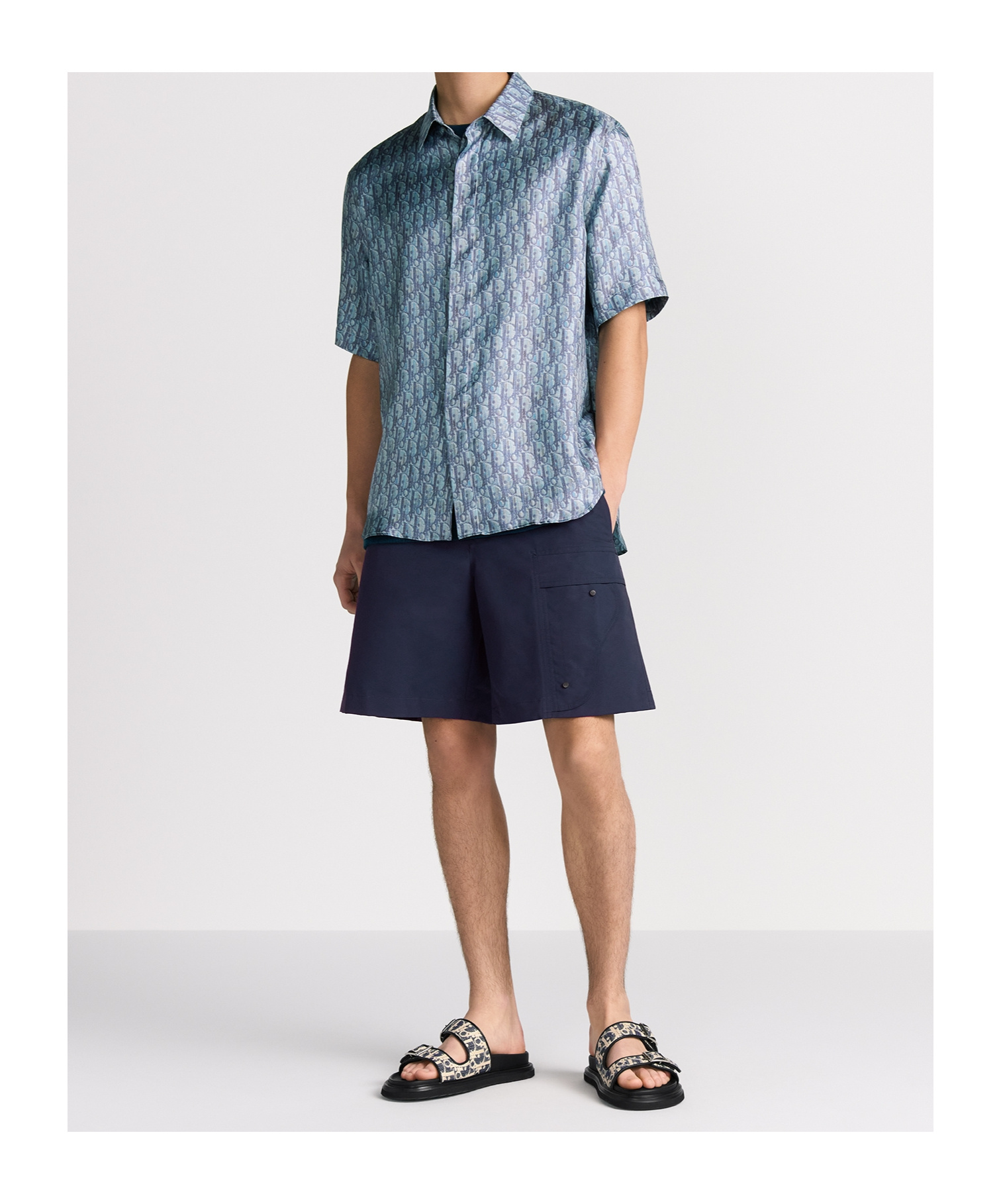Dior Homme Short-sleeved Button-up Shirt In Blue