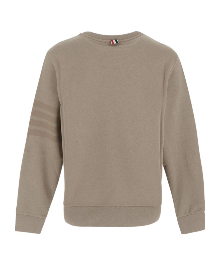 Thom Browne 4-bar Stripes Cotton Sweatshirt In Nude
