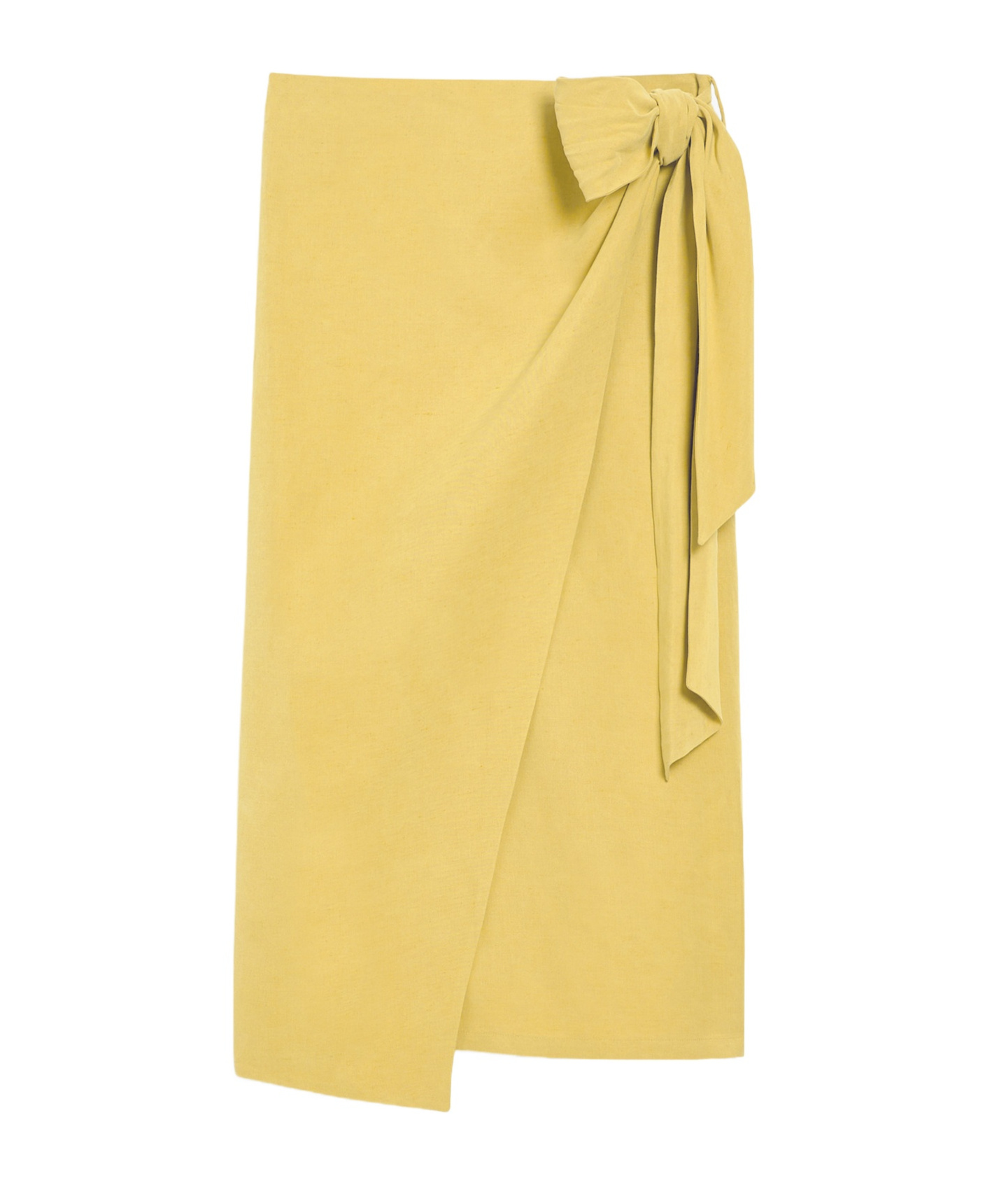 Max Mara Wrap Midi Skirt With High Waist Bow In Yellow