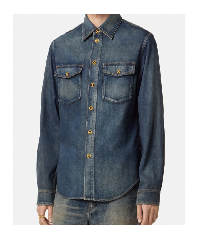 Versace Surchemise En Denim In Blue