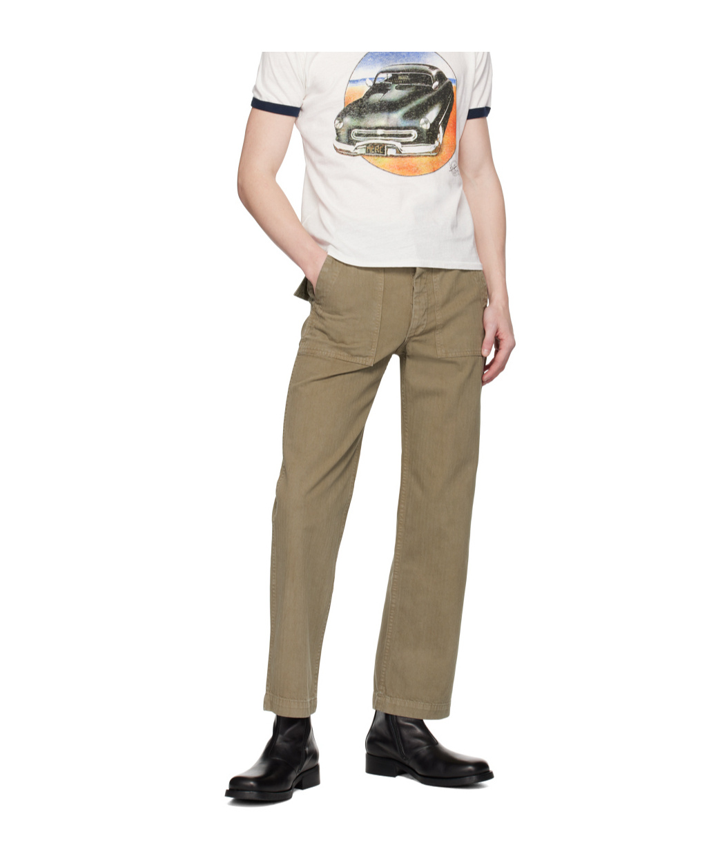 Re/done Khaki Modern Utility Trousers In Brown