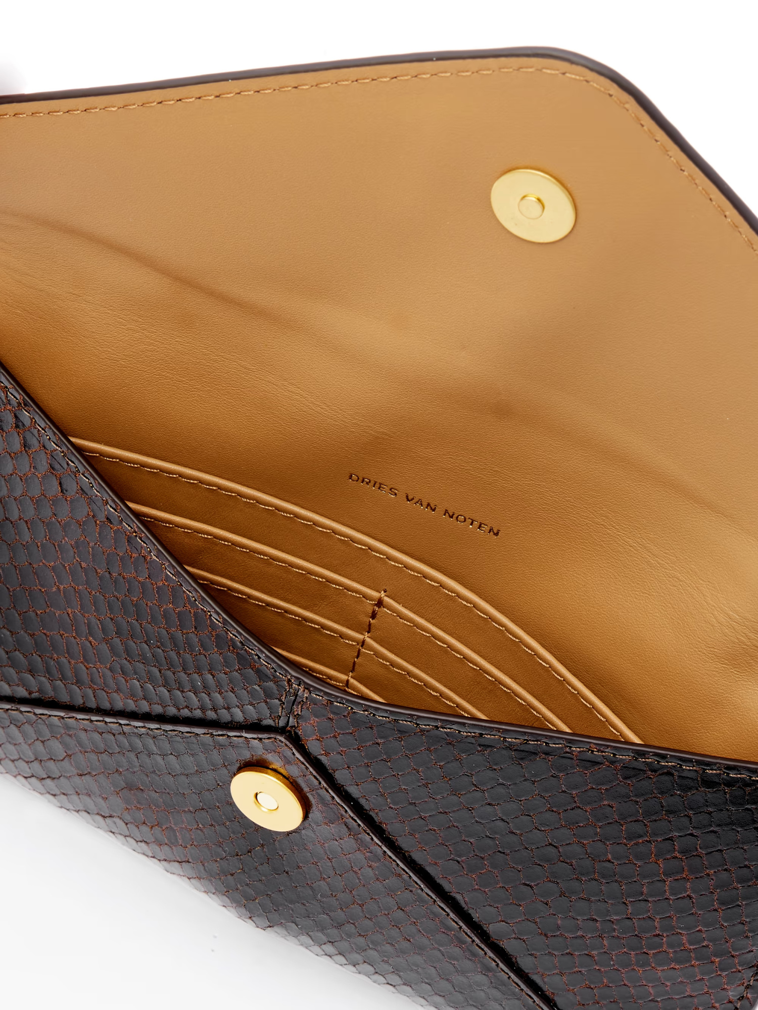 Dries Van Noten Flap Clutch In Brown